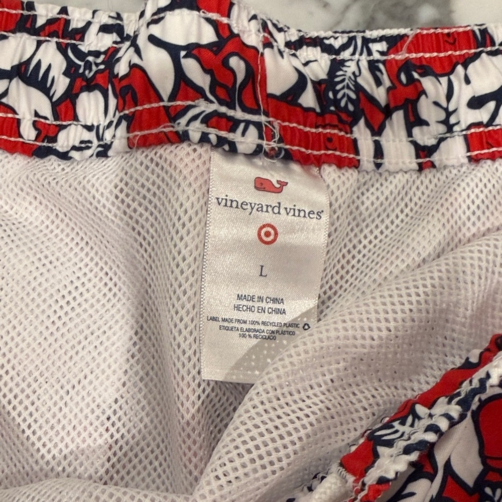 Vineyard Vines Floral Red and White Swim Shorts - Picture 3 of 6